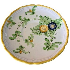 Ardalt Italian Pottery Saucer White with Yellow, Green and Blue Trim and Detail